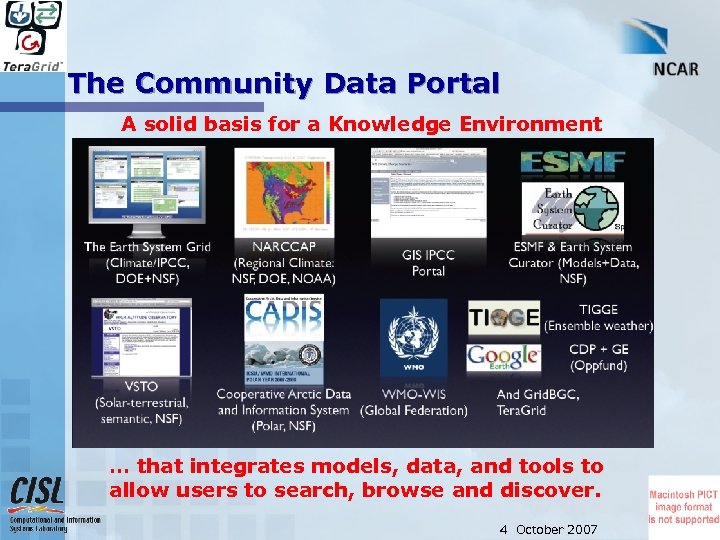 The Community Data Portal A solid basis for a Knowledge Environment … that integrates