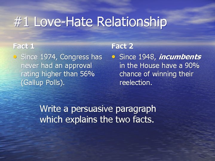 #1 Love-Hate Relationship Fact 1 • Since 1974, Congress has never had an approval