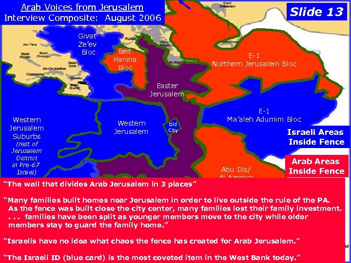 Arab Voices from Jerusalem Interview Composite: August 2006 Givat Ze’ev Bloc Slide 13 Beit