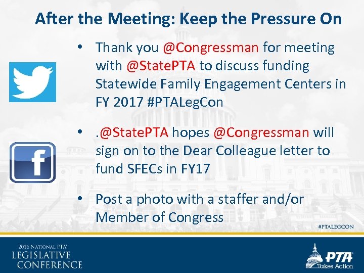 After the Meeting: Keep the Pressure On • Thank you @Congressman for meeting with