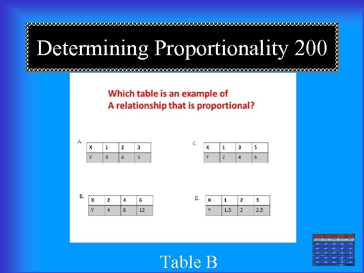 Determining Proportionality 200 Table B 