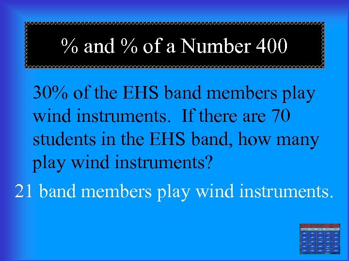 % and % of a Number 400 30% of the EHS band members play