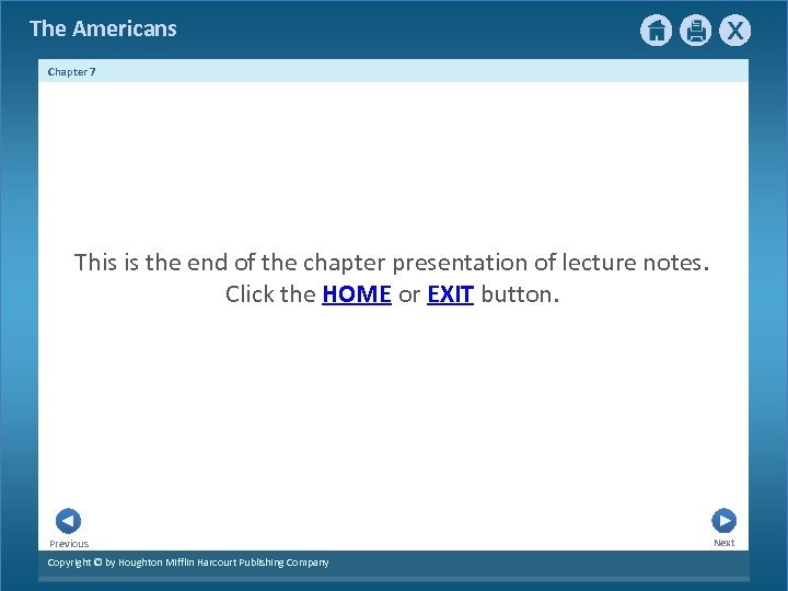 The Americans Chapter 7 This is the end of the chapter presentation of lecture