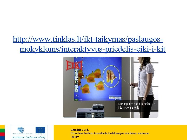 http: //www. tinklas. lt/ikt-taikymas/paslaugosmokykloms/interaktyvus-priedelis-eiki-i-kit Gruodžio 1 -3 d. Ketvirtasis švietimo konsultantų kvalifikacijos tobulinimo seminaras