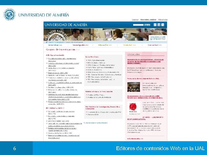 6 Editores de contenidos Web en la UAL 