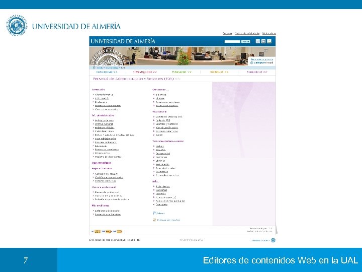 7 Editores de contenidos Web en la UAL 
