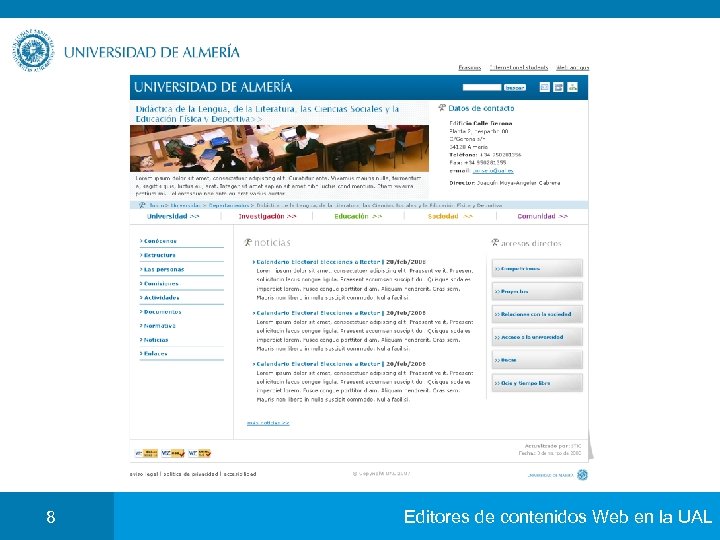8 Editores de contenidos Web en la UAL 