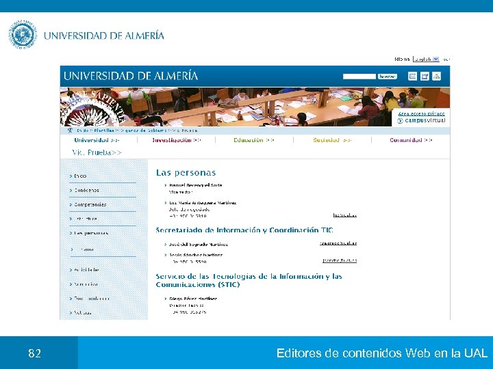 Página de Personas 82 Editores de contenidos Web en la UAL 