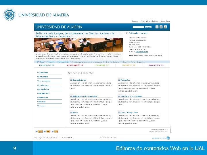 9 Editores de contenidos Web en la UAL 