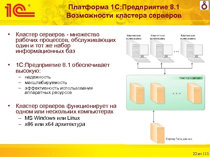 Платформа 1 С: Предприятие 8. 1 Возможности кластера серверов • Кластер серверов - множество