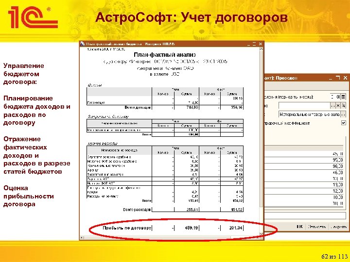 Астро. Софт: Учет договоров Управление бюджетом договора: Планирование бюджета доходов и расходов по договору