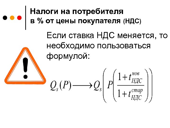 Налоги на потребителя в % от цены покупателя (НДС) Если ставка НДС меняется, то