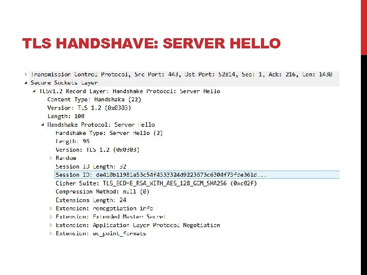 TLS HANDSHAVE: SERVER HELLO 