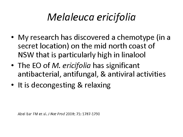 Melaleuca ericifolia • My research has discovered a chemotype (in a secret location) on