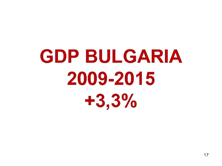 GDP BULGARIA 2009 -2015 +3, 3% 17 