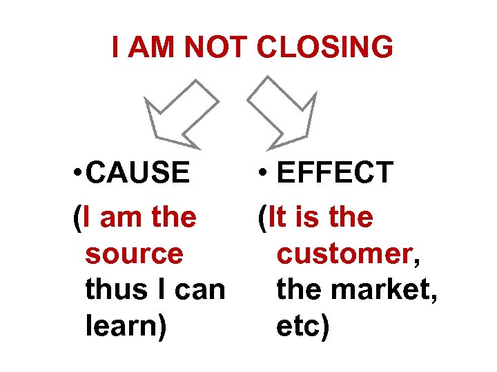 I AM NOT CLOSING • CAUSE (I am the source thus I can learn)