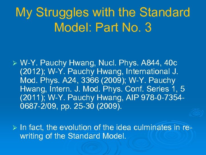 My Struggles with the Standard Model: Part No. 3 Ø W-Y. Pauchy Hwang, Nucl.