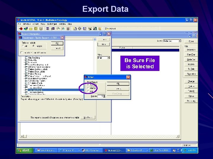 Export Data Be Sure File is Selected 
