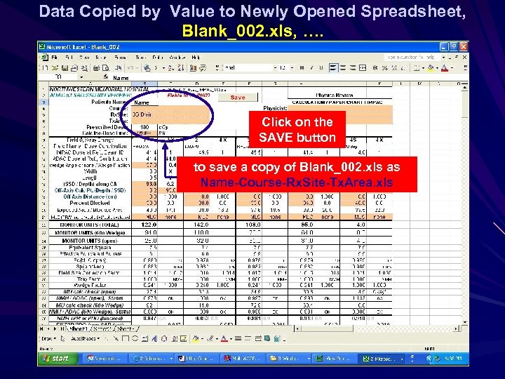 Data Copied by Value to Newly Opened Spreadsheet, Blank_002. xls, …. Name Click on