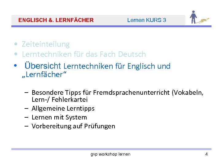 ENGLISCH &. LERNFÄCHER Lernen KURS 3 • Zeiteinteilung • Lerntechniken für das Fach Deutsch