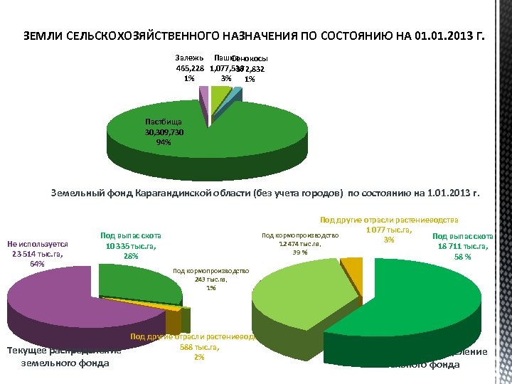 ЗЕМЛИ СЕЛЬСКОХОЗЯЙСТВЕННОГО НАЗНАЧЕНИЯ ПО СОСТОЯНИЮ НА 01. 2013 Г. Залежь Пашня Сенокосы 465, 228