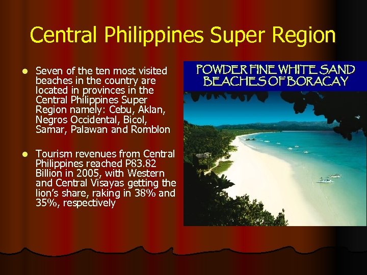 Central Philippines Super Region l Seven of the ten most visited beaches in the