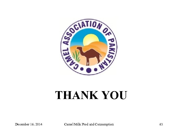 THANK YOU December 16. 2014 Camel Milk Prod and Consumption 63 