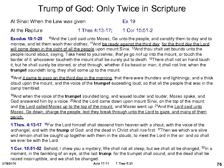 Trump of God: Only Twice in Scripture At Sinai: When the Law was given