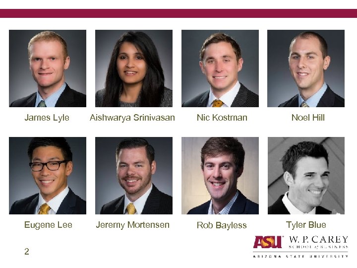 James Lyle Aishwarya Srinivasan Nic Kostman Noel Hill Eugene Lee Jeremy Mortensen Rob Bayless