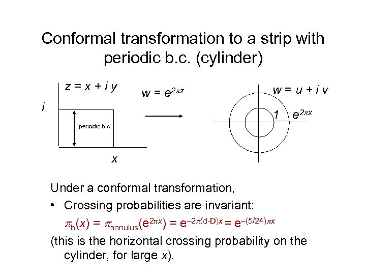 Conformal transformation to a strip with periodic b. c. (cylinder) z=x+iy i w =