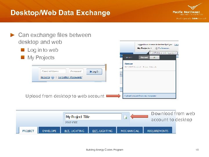 Desktop/Web Data Exchange Can exchange files between desktop and web Log in to web