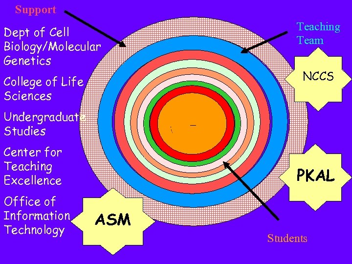 Support Dept of Cell Biology/Molecular Genetics College of Life Sciences Teaching Team NCCS Undergraduate