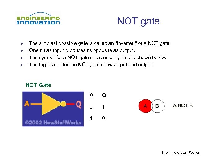 NOT gate Ø Ø The simplest possible gate is called an "inverter, " or
