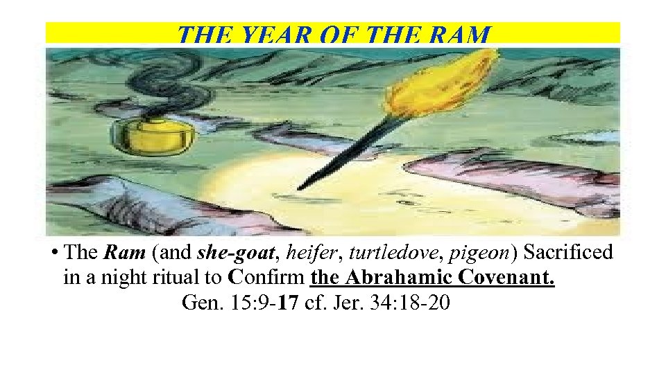 THE YEAR OF THE RAM A. The Ram of Confirmation. Gen. 15: 8, 9