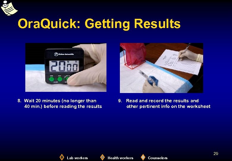 Ora. Quick: Getting Results 8. Wait 20 minutes (no longer than 40 min. )