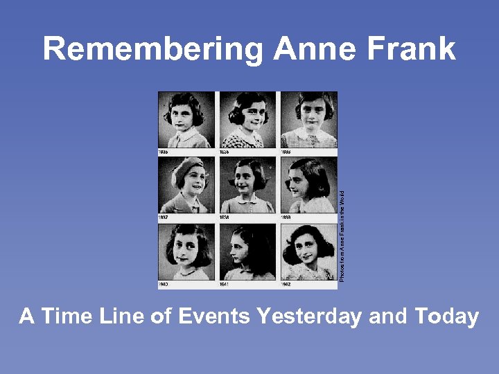 Photos from Anne Frank in the World Remembering Anne Frank A Time Line of