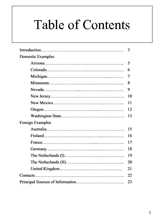 Table of Contents 3 