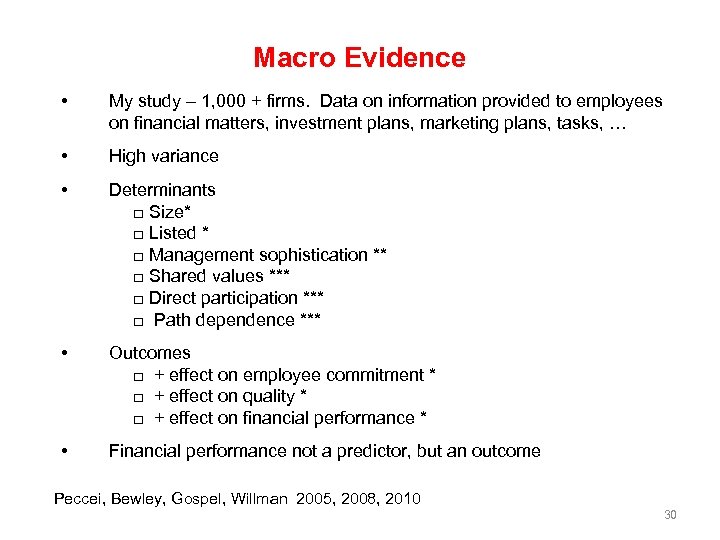 Macro Evidence • My study – 1, 000 + firms. Data on information provided