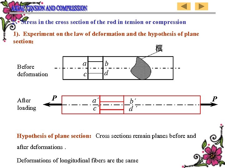 2、Stress in the cross section of the rod in tension or compression 1). Experiment