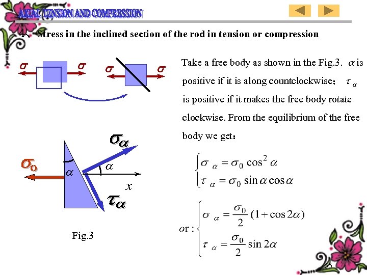 4、Stress in the inclined section of the rod in tension or compression Take a