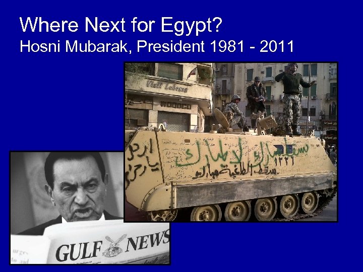 Where Next for Egypt? Hosni Mubarak, President 1981 - 2011 