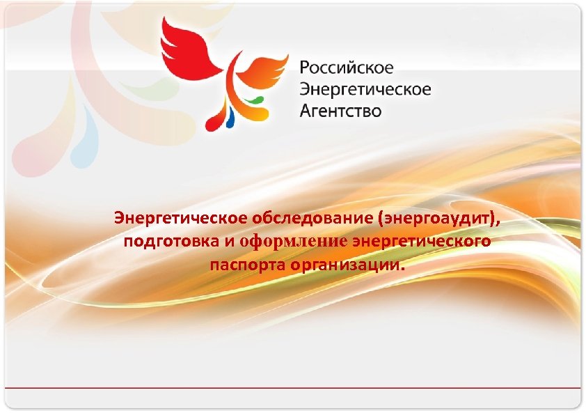 Российское энергетическое агентство Энергетическое обследование (энергоаудит), подготовка и оформление энергетического паспорта организации. 