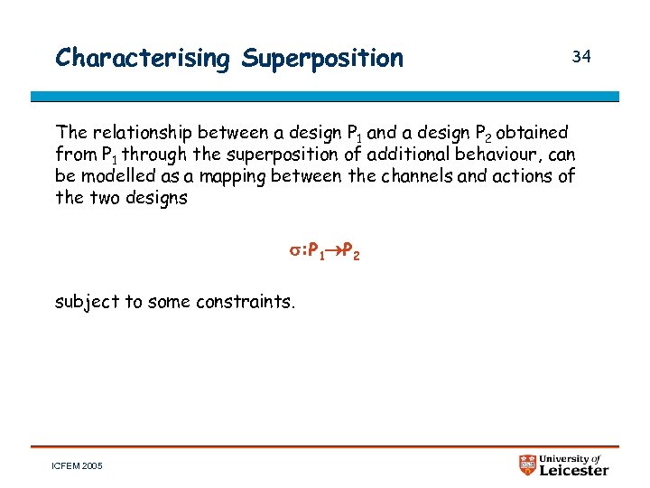 Characterising Superposition 34 The relationship between a design P 1 and a design P