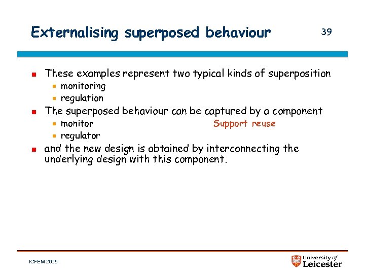 Externalising superposed behaviour 39 These examples represent two typical kinds of superposition monitoring regulation