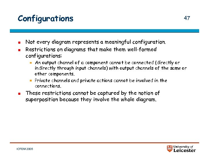 Configurations 47 Not every diagram represents a meaningful configuration. Restrictions on diagrams that make