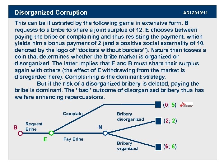 Disorganized Corruption ADI 2010/11 This can be illustrated by the following game in extensive