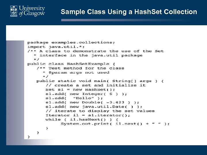 Sample Class Using a Hash. Set Collection 