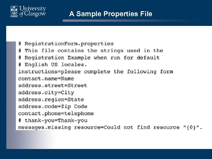A Sample Properties File 