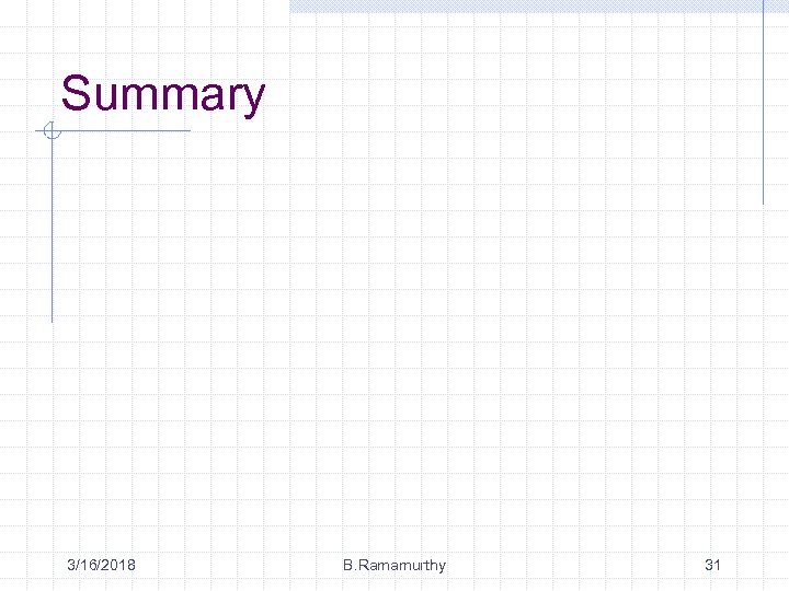 Summary 3/16/2018 B. Ramamurthy 31 