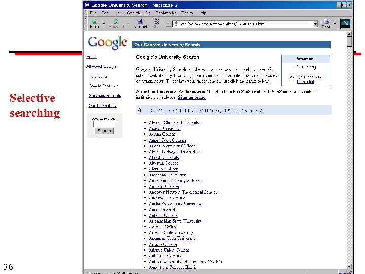 Selective searching 36 